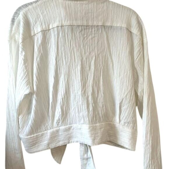 Moon River White Textured Button-Down Tie-Front Blouse Womens L - Picture 5 of 7